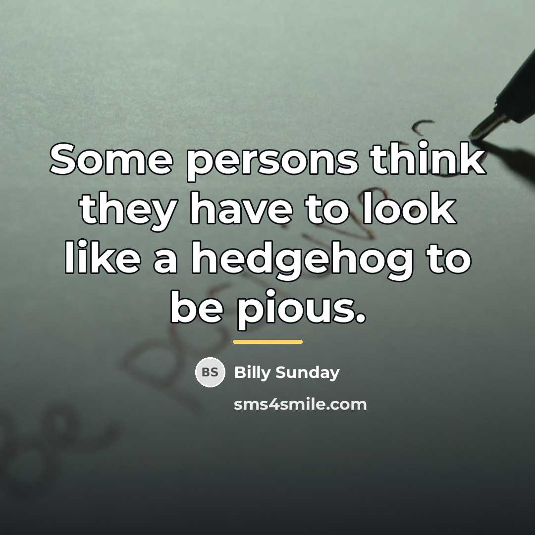 “Some persons think they have to look like a hedgehog…” quote by Billy Sunday