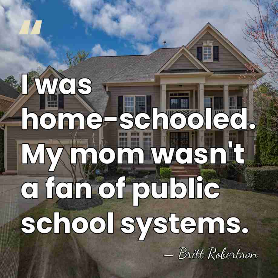 I was home-schooled. My mom wasn't a fan of public school systems. - Britt Robertson