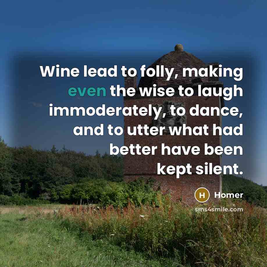 “Wine lead to folly, making even the wise to laugh…” quote by Homer