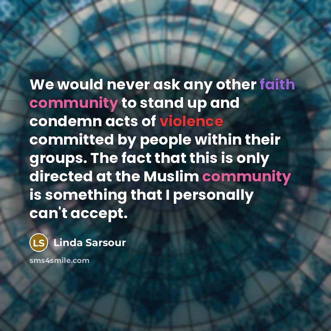 “We would never ask any other faith community to stand…” quote by Linda Sarsour