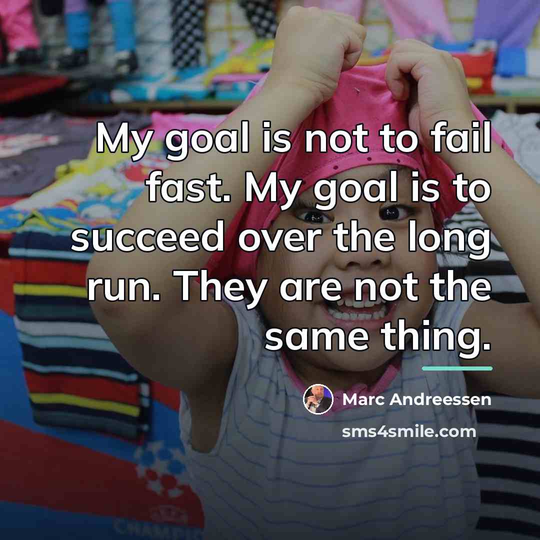 “My goal is not to fail fast. My goal is…” quote by Marc Andreessen