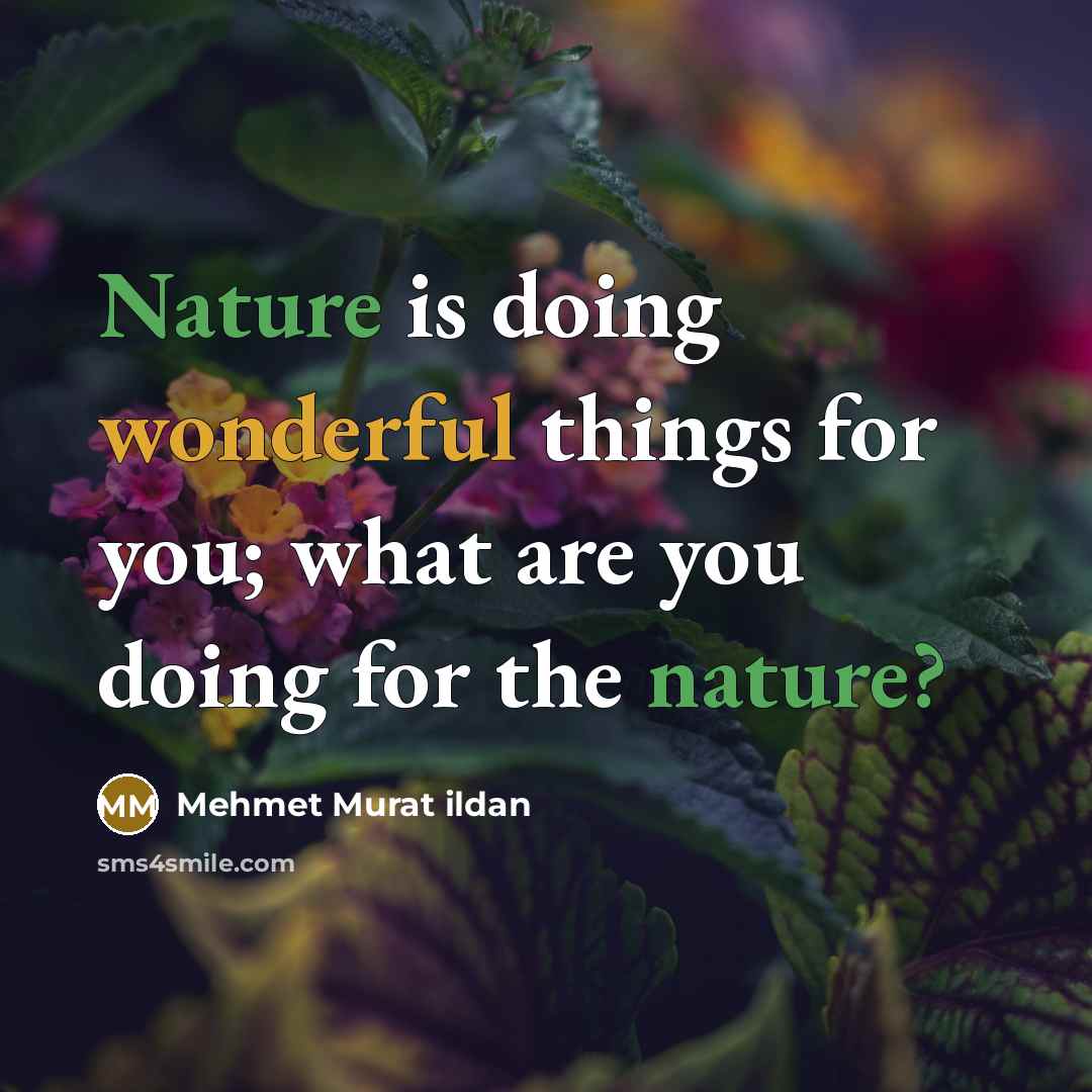 “Nature is doing wonderful things for you; what are you…” quote by Mehmet Murat Ildan