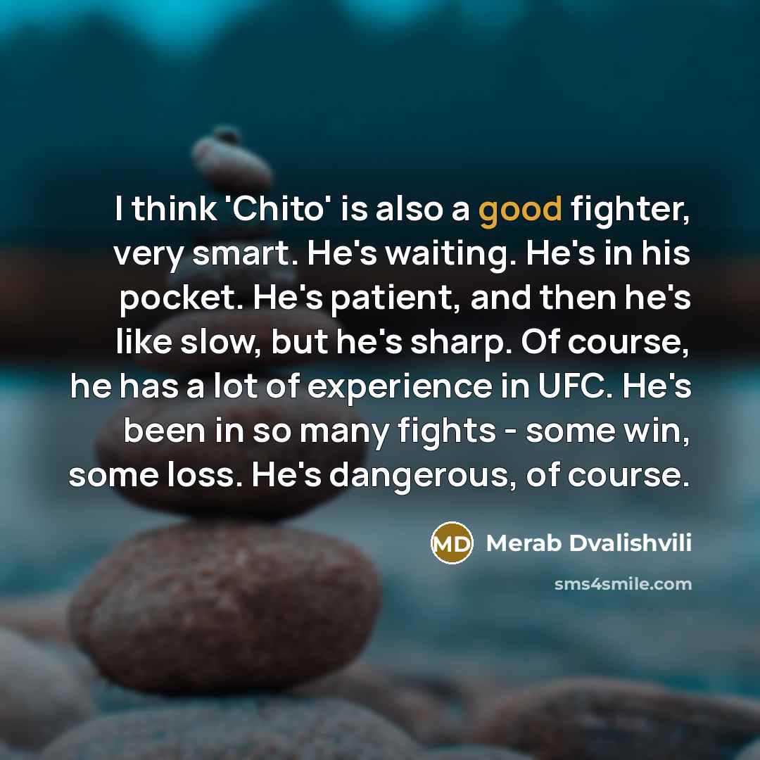 “I think 'Chito' is also a good fighter, very smart.…” quote by Merab Dvalishvili