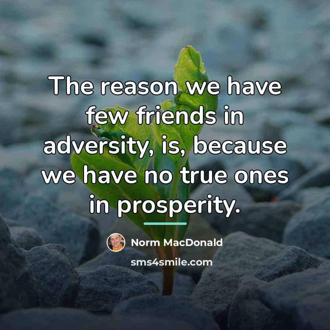 “The reason we have few friends in adversity, is, because…” quote by Norm MacDonald