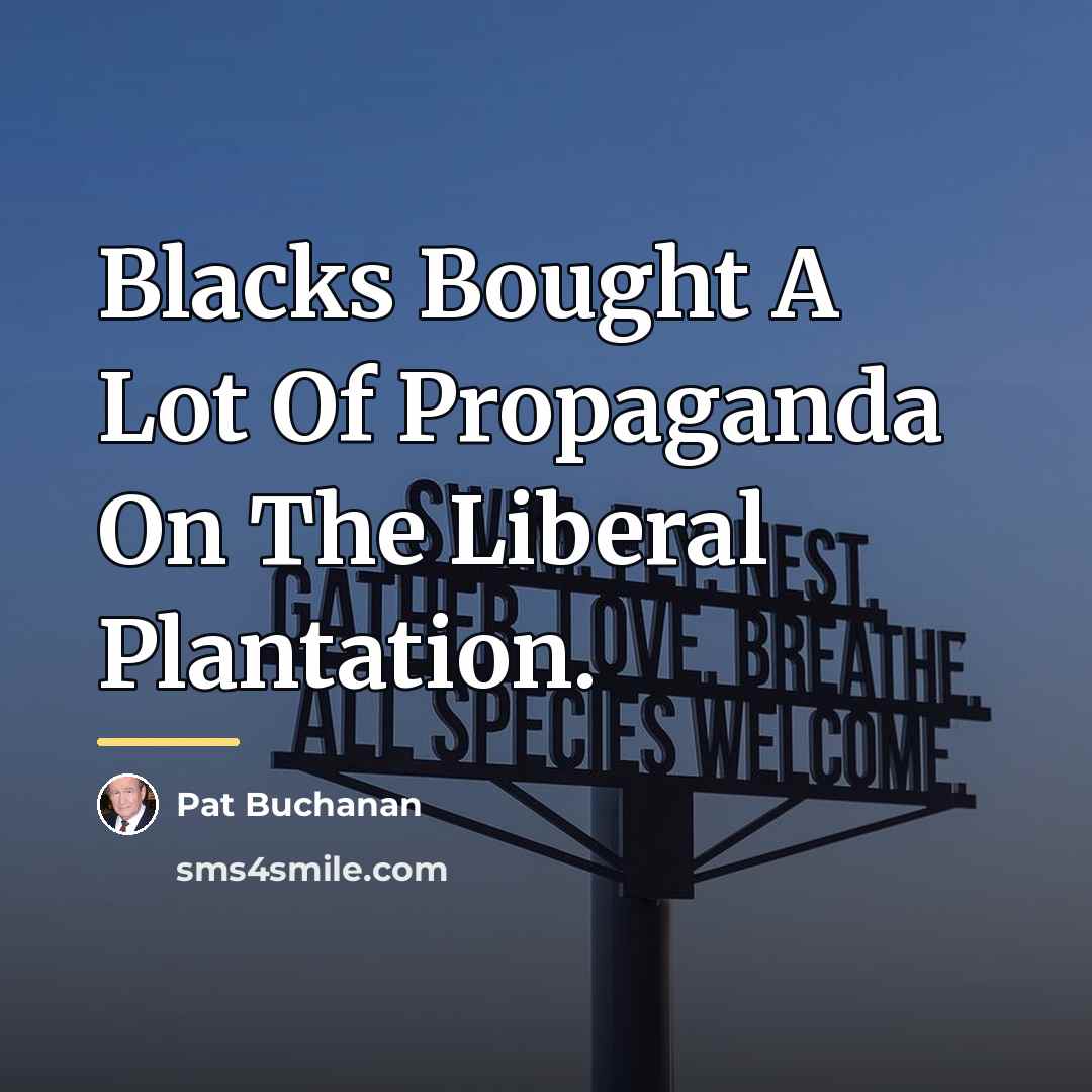 “Blacks Bought A Lot Of Propaganda On The Liberal Plantation.…” quote by Pat Buchanan