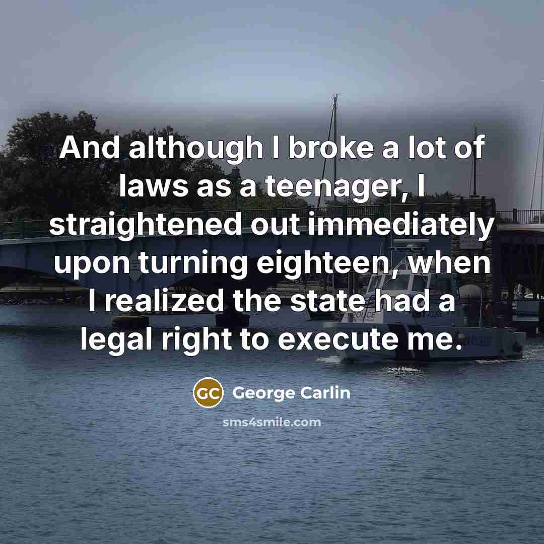 “And although I broke a lot of laws as a…” quote by George Carlin