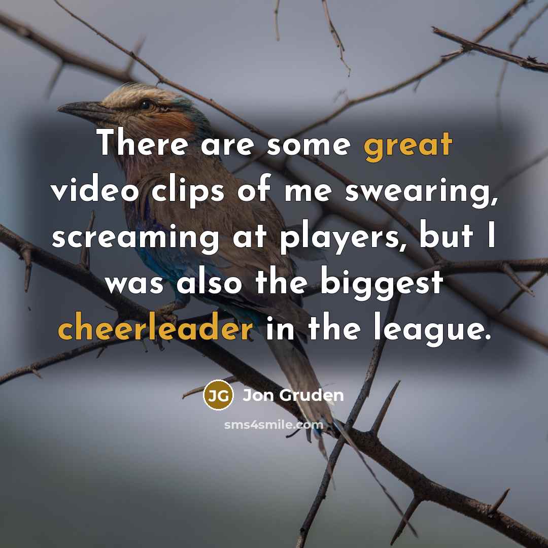 “There are some great video clips of me swearing, screaming…” quote by Jon Gruden