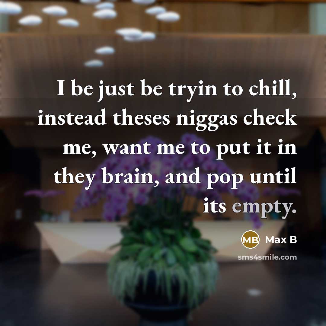 “I be just be tryin to chill, instead theses niggas…” quote by Max B
