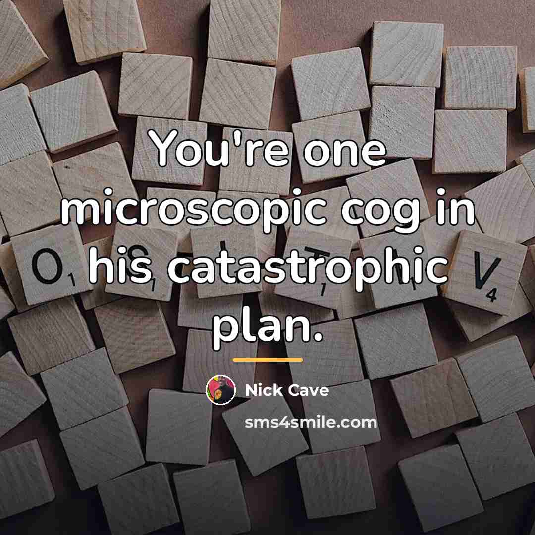 “You're one microscopic cog in his catastrophic plan.…” quote by Nick Cave