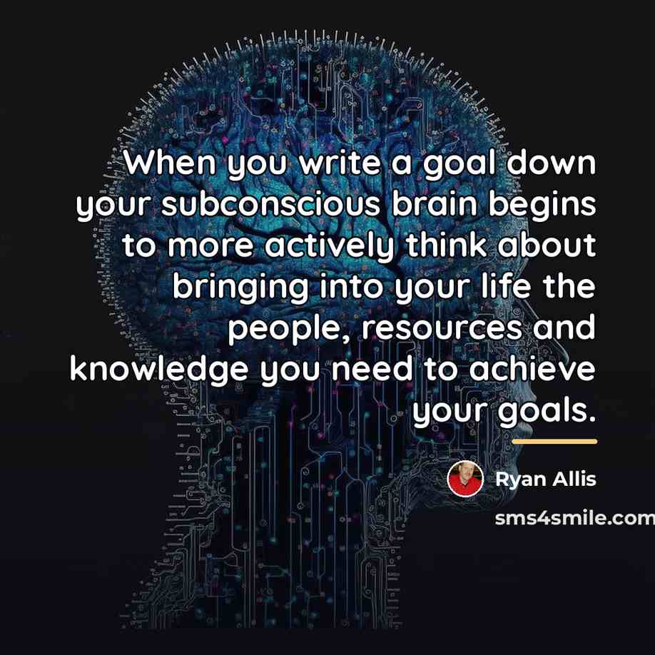 “When you write a goal down your subconscious brain begins…” quote by Ryan Allis