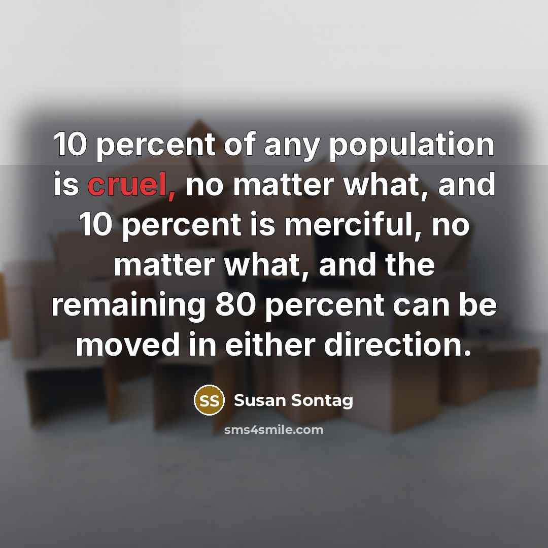 “10 percent of any population is cruel, no matter what,…” quote by Susan Sontag