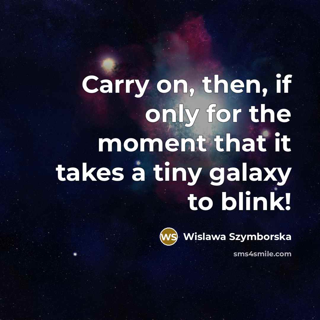 “Carry on, then, if only for the moment that it…” quote by Wislawa Szymborska