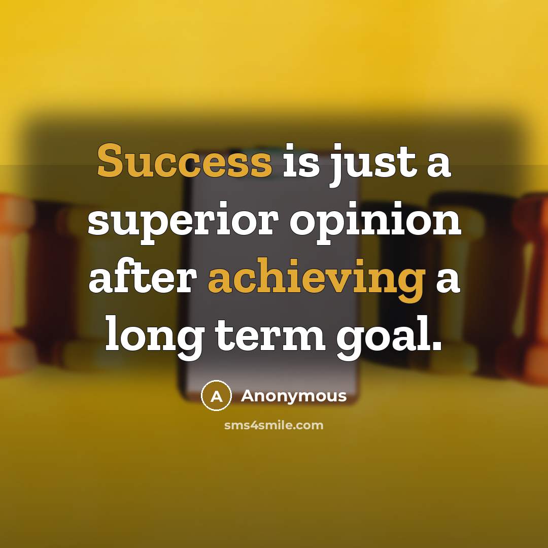 “Success is just a superior opinion after achieving a long term goal.” quote by Anonymous