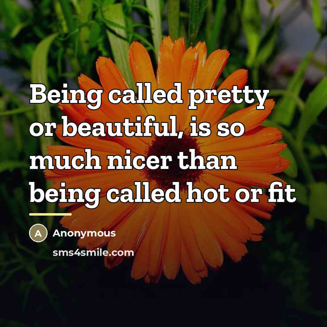 “Being called pretty or beautiful, is so much nicer than…” quote by Anonymous