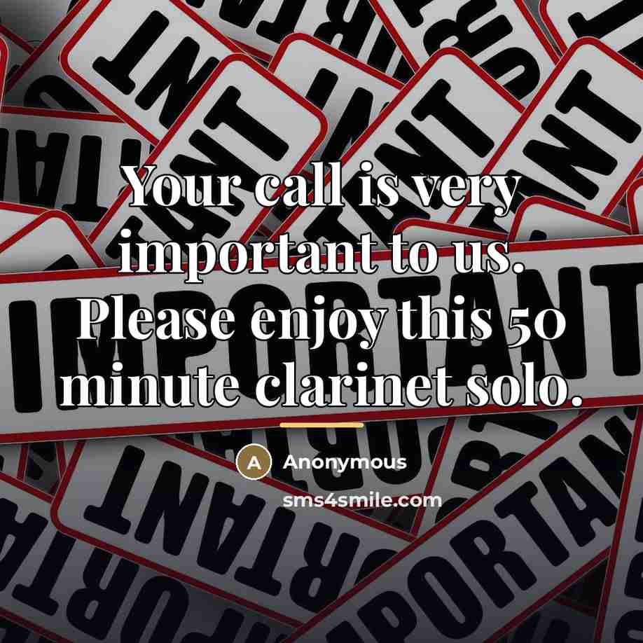“Your call is very important to us. Please enjoy this…” quote by Anonymous