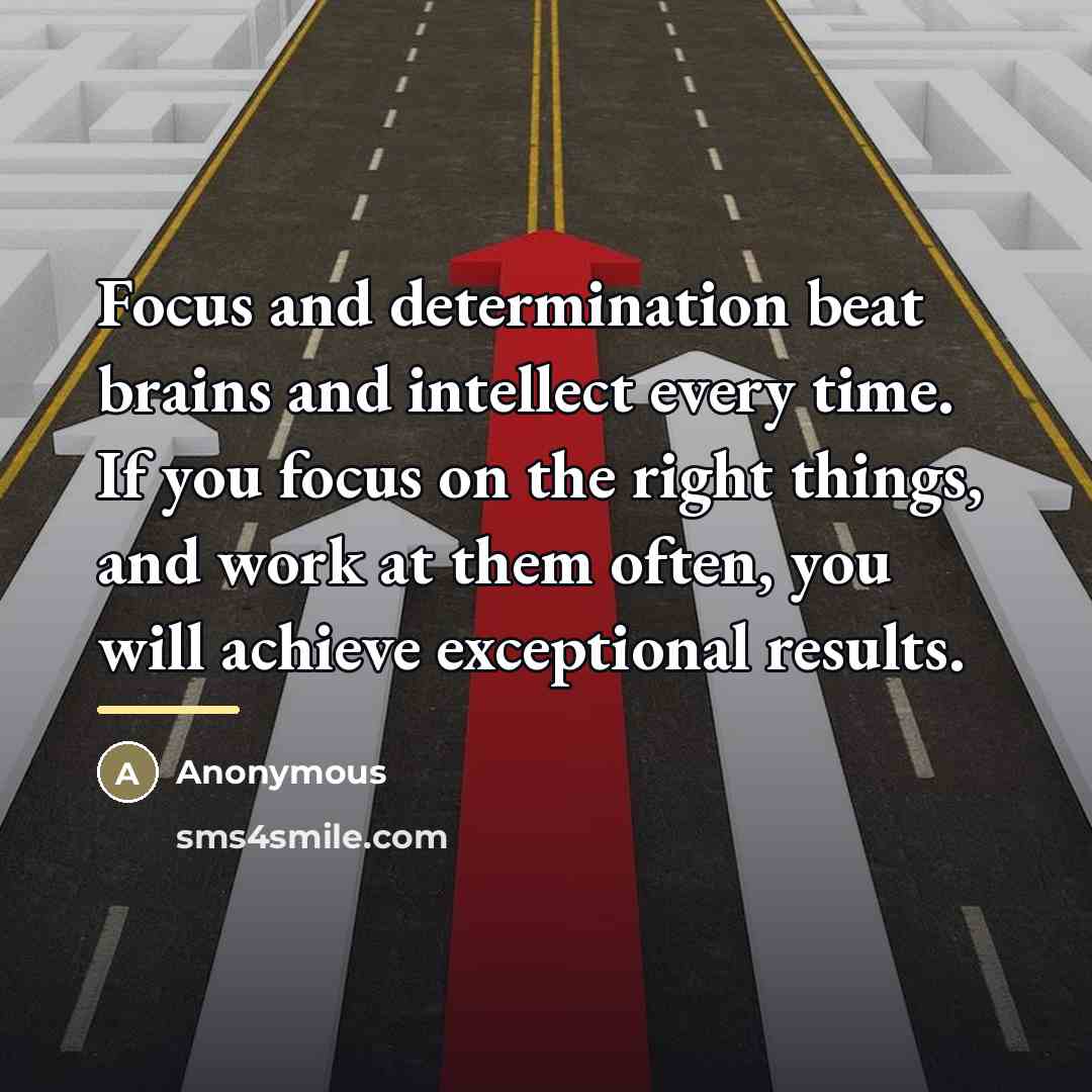 “Focus and determination beat brains and intellect every time. If…” quote by Anonymous