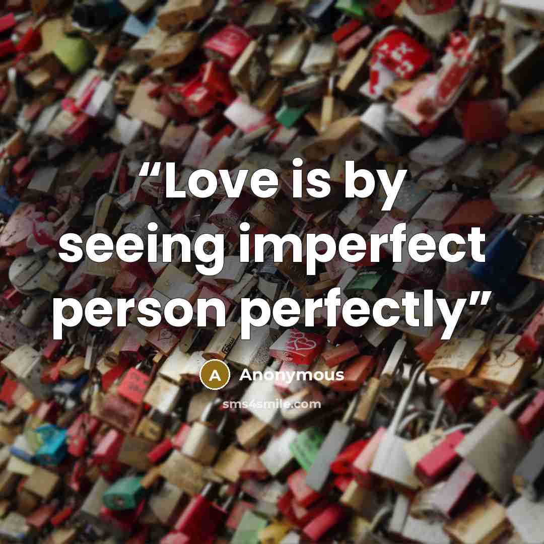 “Love is by seeing imperfect person perfectly” quote by Anonymous