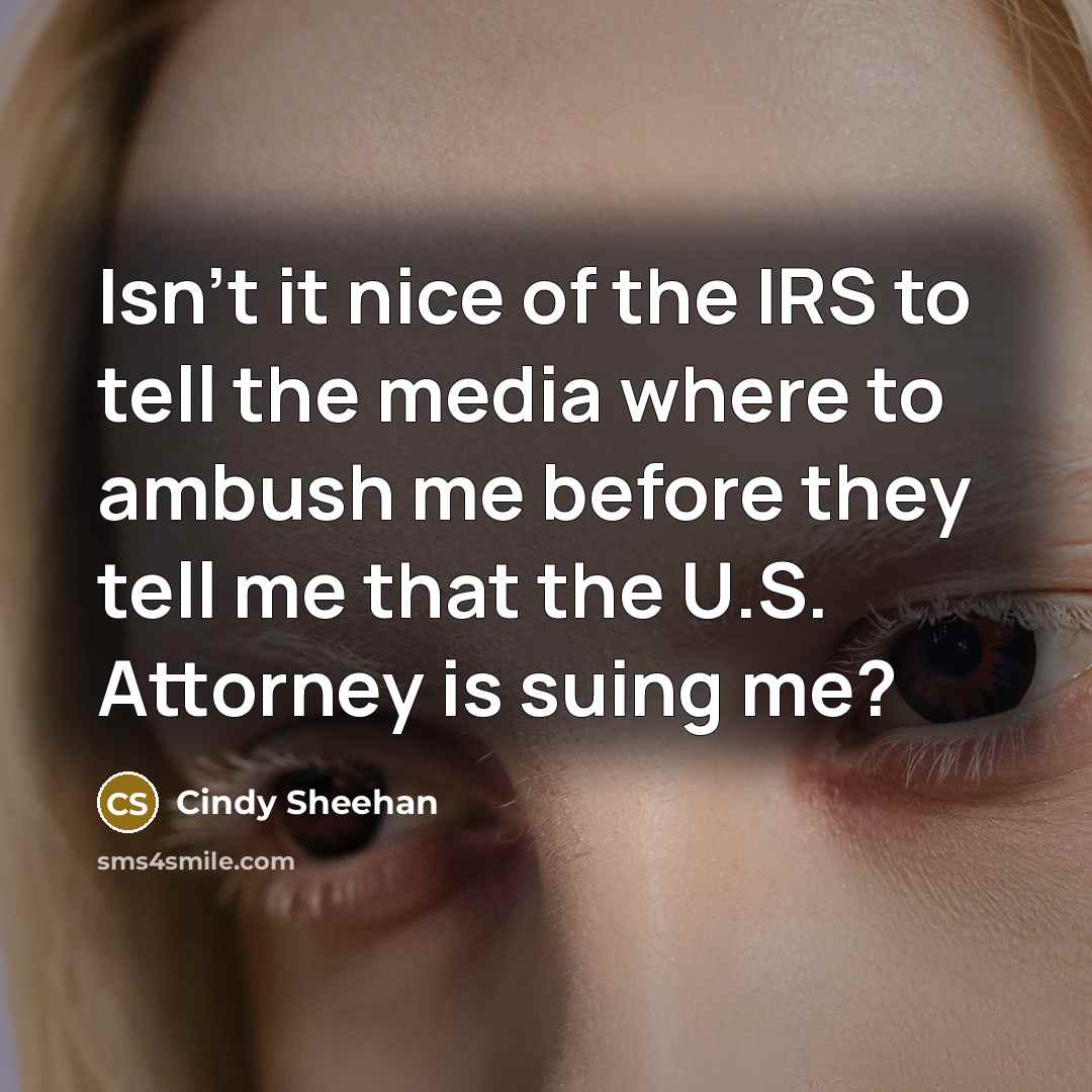 “Isn't it nice of the IRS to tell the media…” quote by Cindy Sheehan