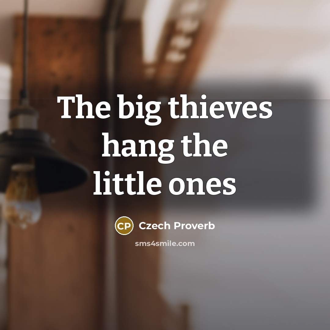 “The big thieves hang the little ones…” quote by Czech Proverb