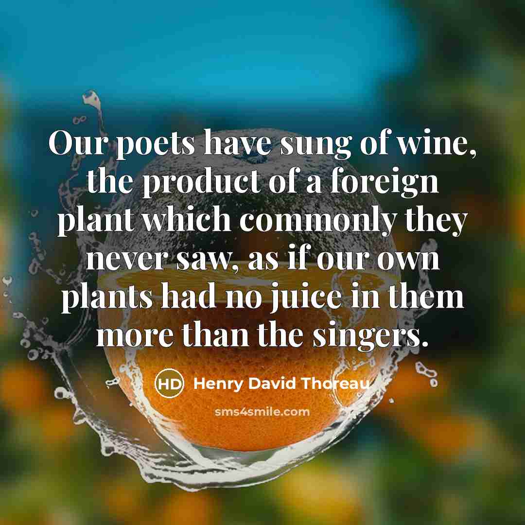 “Our poets have sung of wine, the product of a…” quote by Henry David Thoreau