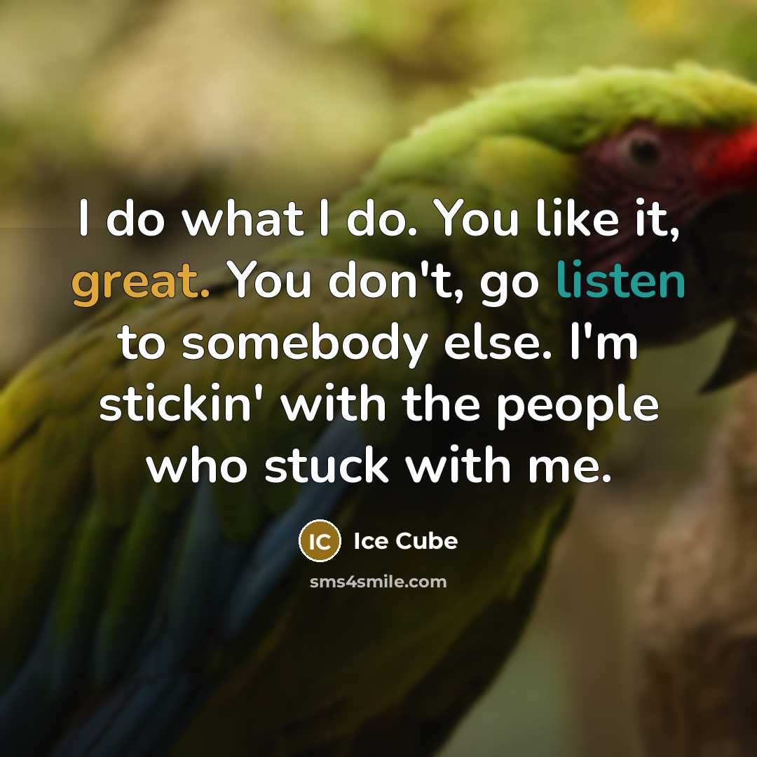 “I do what I do. You like it, great. You don't, go listen to somebody else. I'm stickin' with the people who stuck with me.” quote by Ice Cube
