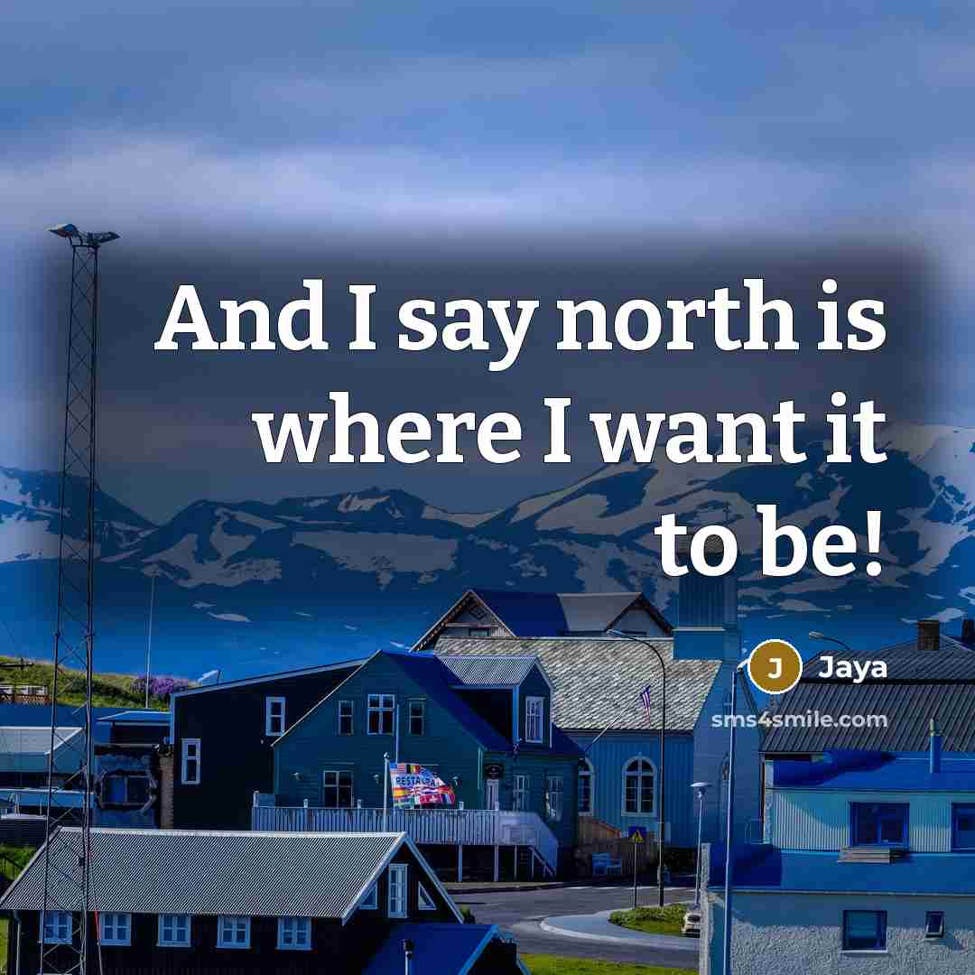 “And I say north is where I want it to be!” quote by Jaya