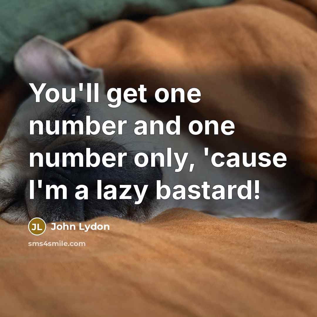 “You'll get one number and one number only, 'cause I'm…” quote by John Lydon