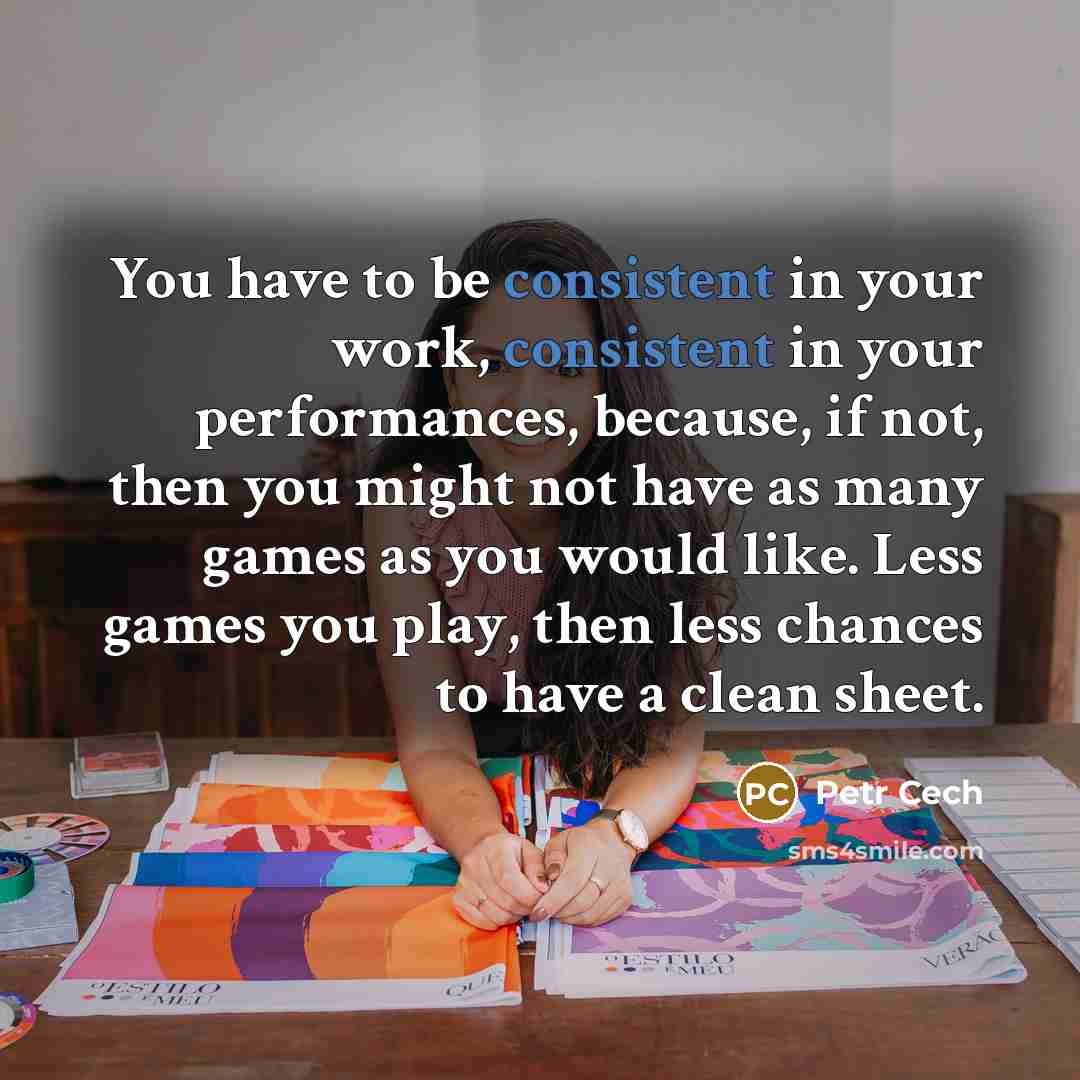 “You have to be consistent in your work, consistent in…” quote by Petr Cech