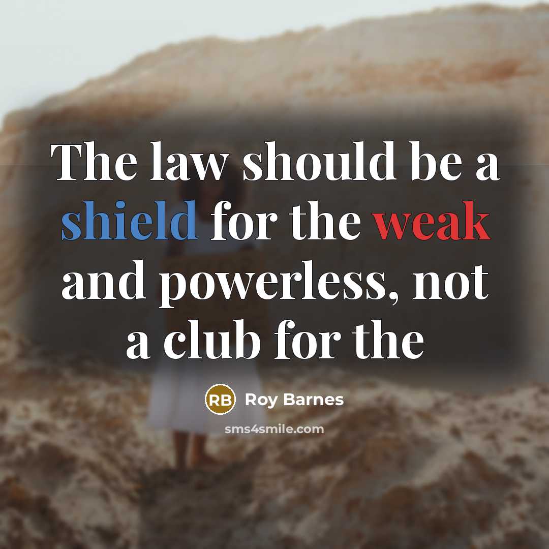 “The law should be a shield for the weak and…” quote by Roy Barnes