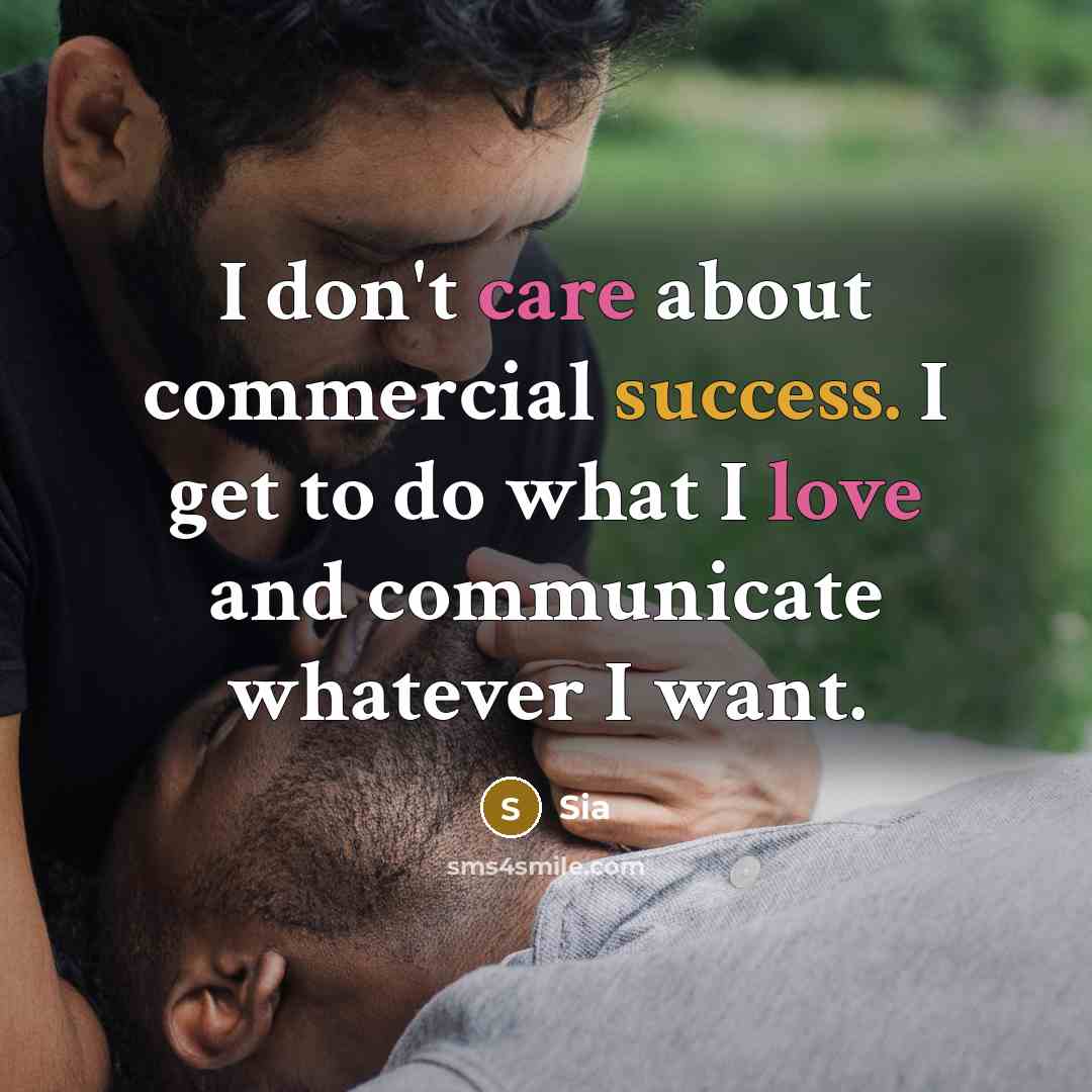 “I don't care about commercial success. I get to do…” quote by Sia