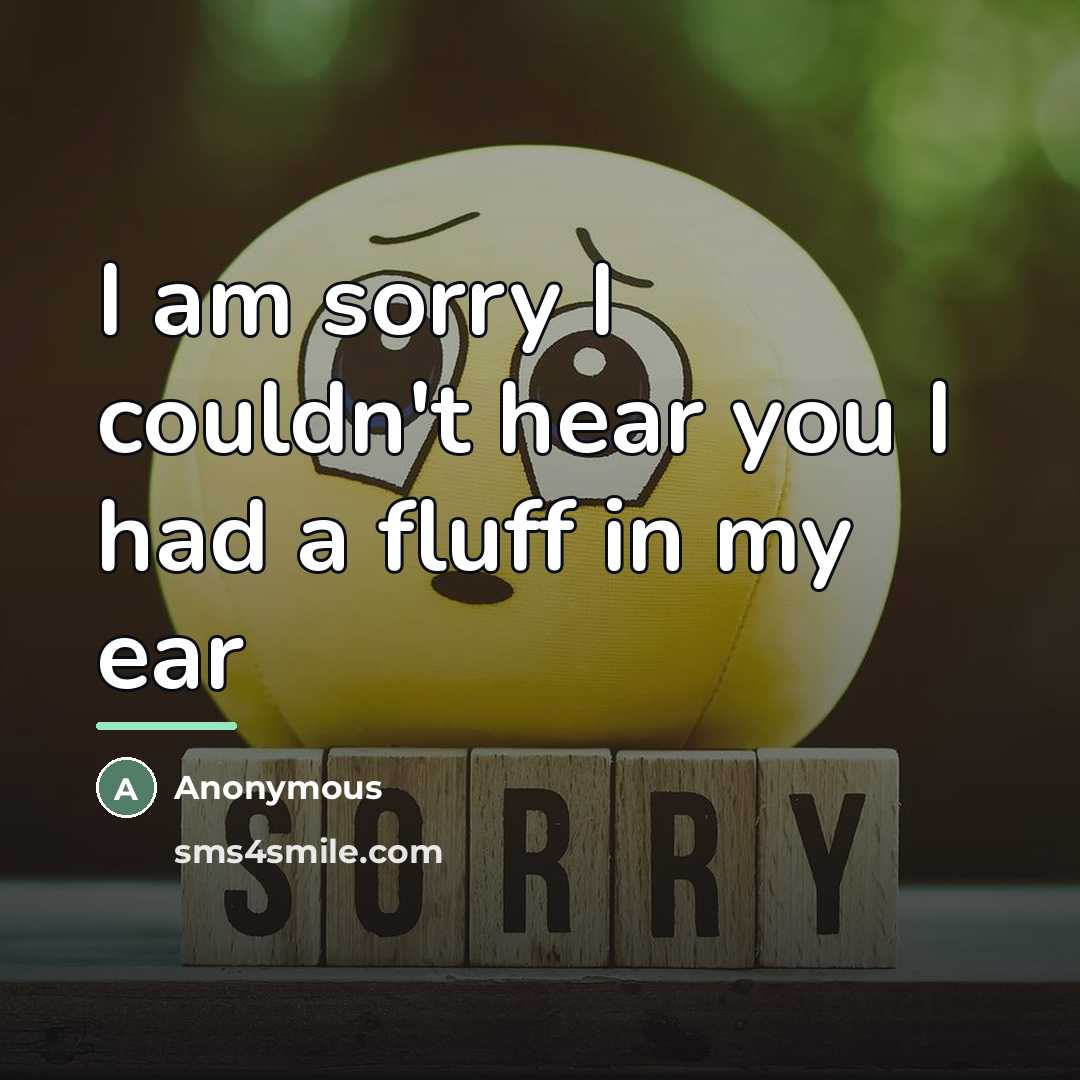 “I am sorry I couldn't hear you I had a…” quote by Anonymous