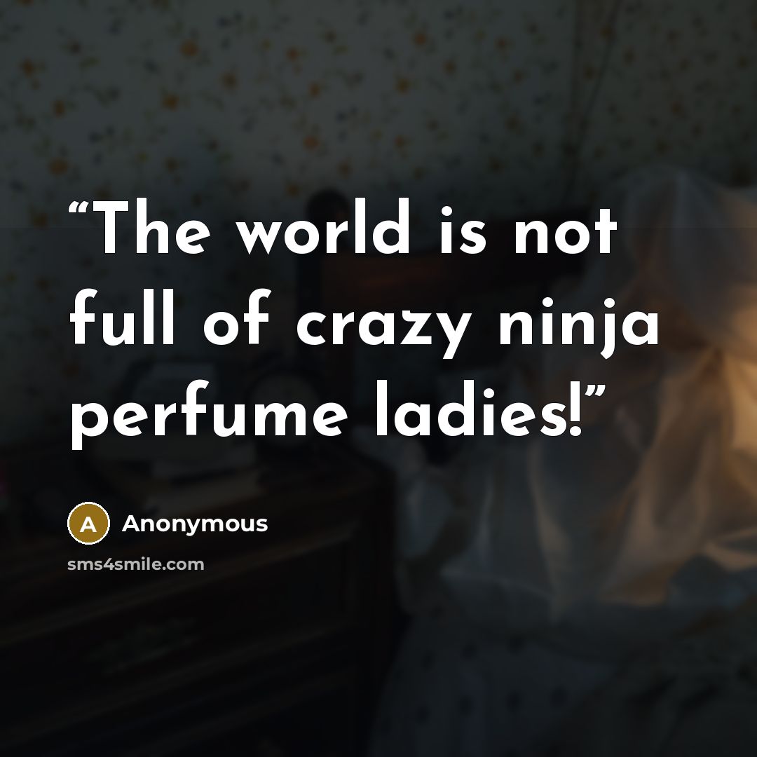 “The world is not full of crazy ninja perfume ladies!” quote by Anonymous