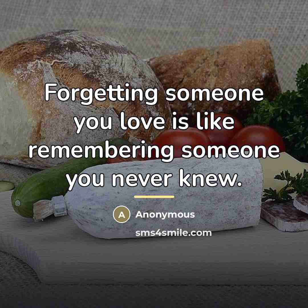 “Forgetting someone you love is like remembering someone you never…” quote by Anonymous