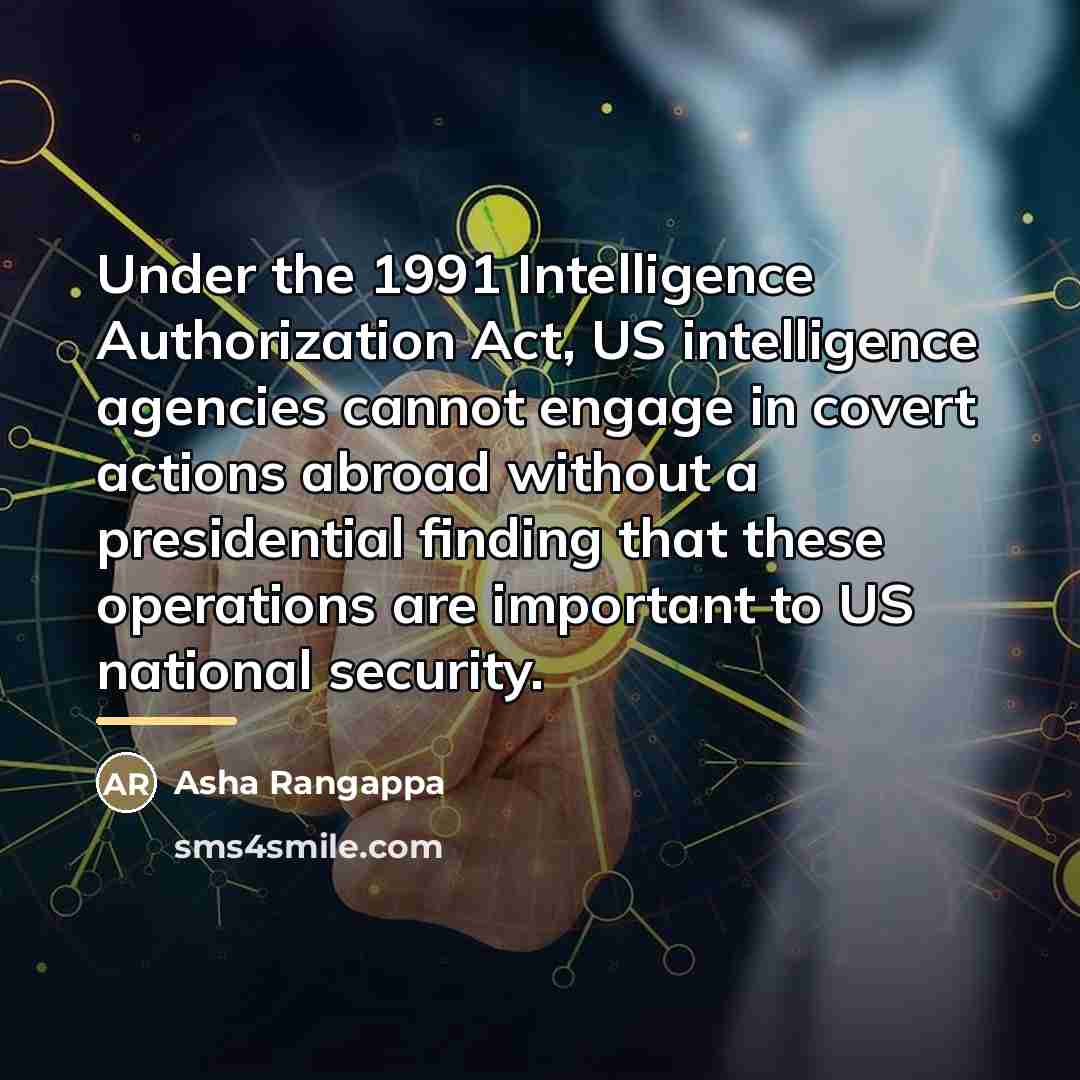 “Under the 1991 Intelligence Authorization Act, US intelligence agencies cannot…” quote by Asha Rangappa
