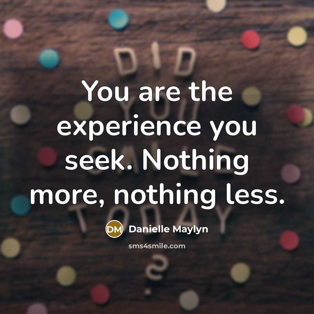 “You are the experience you seek. Nothing more, nothing less.…” quote by Danielle Maylyn