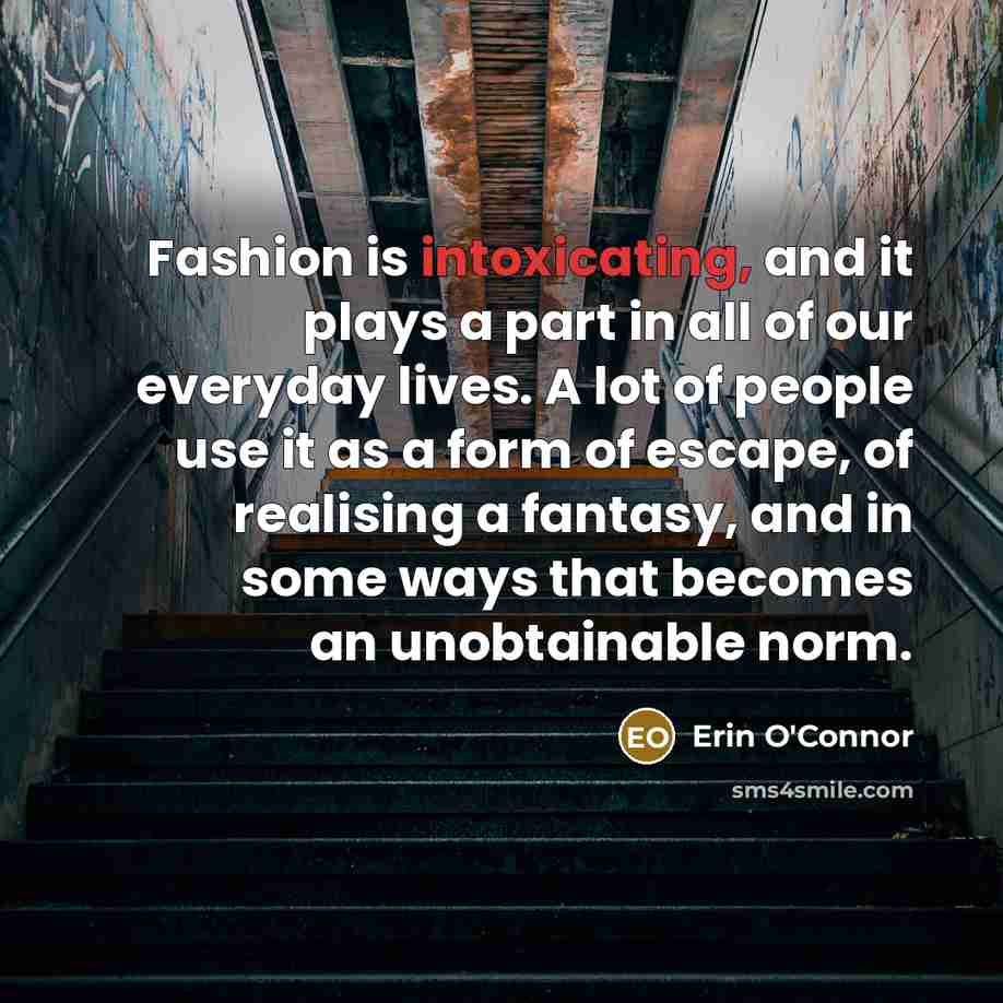 “Fashion is intoxicating, and it plays a part in all…” quote by Erin O'Connor