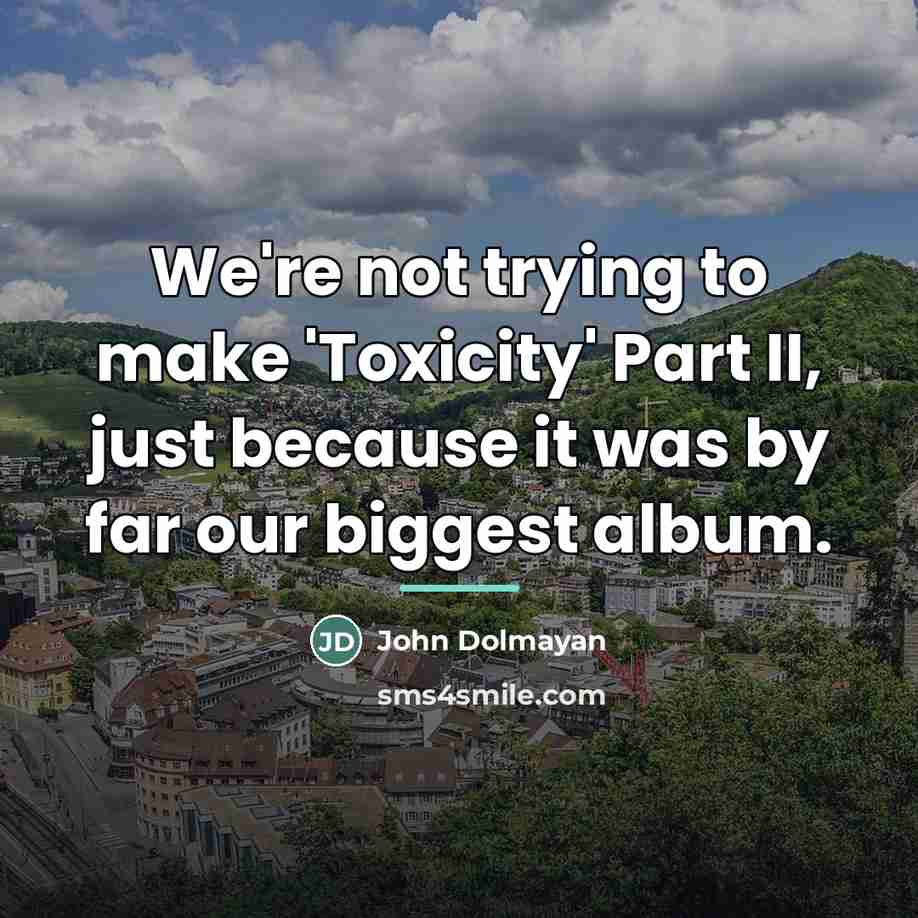 “We're not trying to make 'Toxicity' Part II, just because…” quote by John Dolmayan