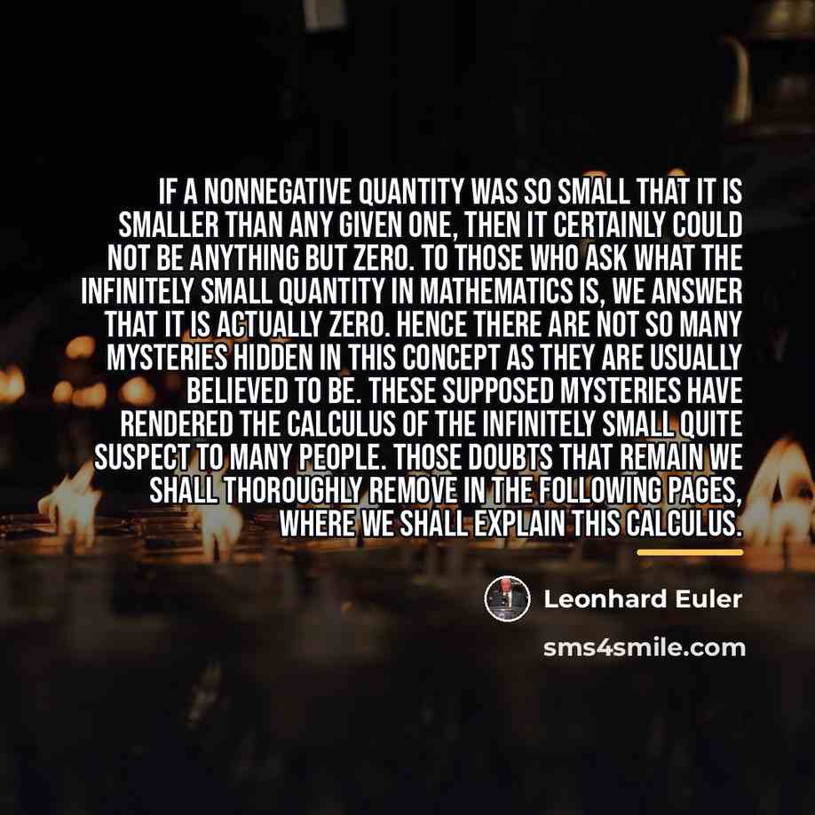 “If a nonnegative quantity was so small that it is…” quote by Leonhard Euler