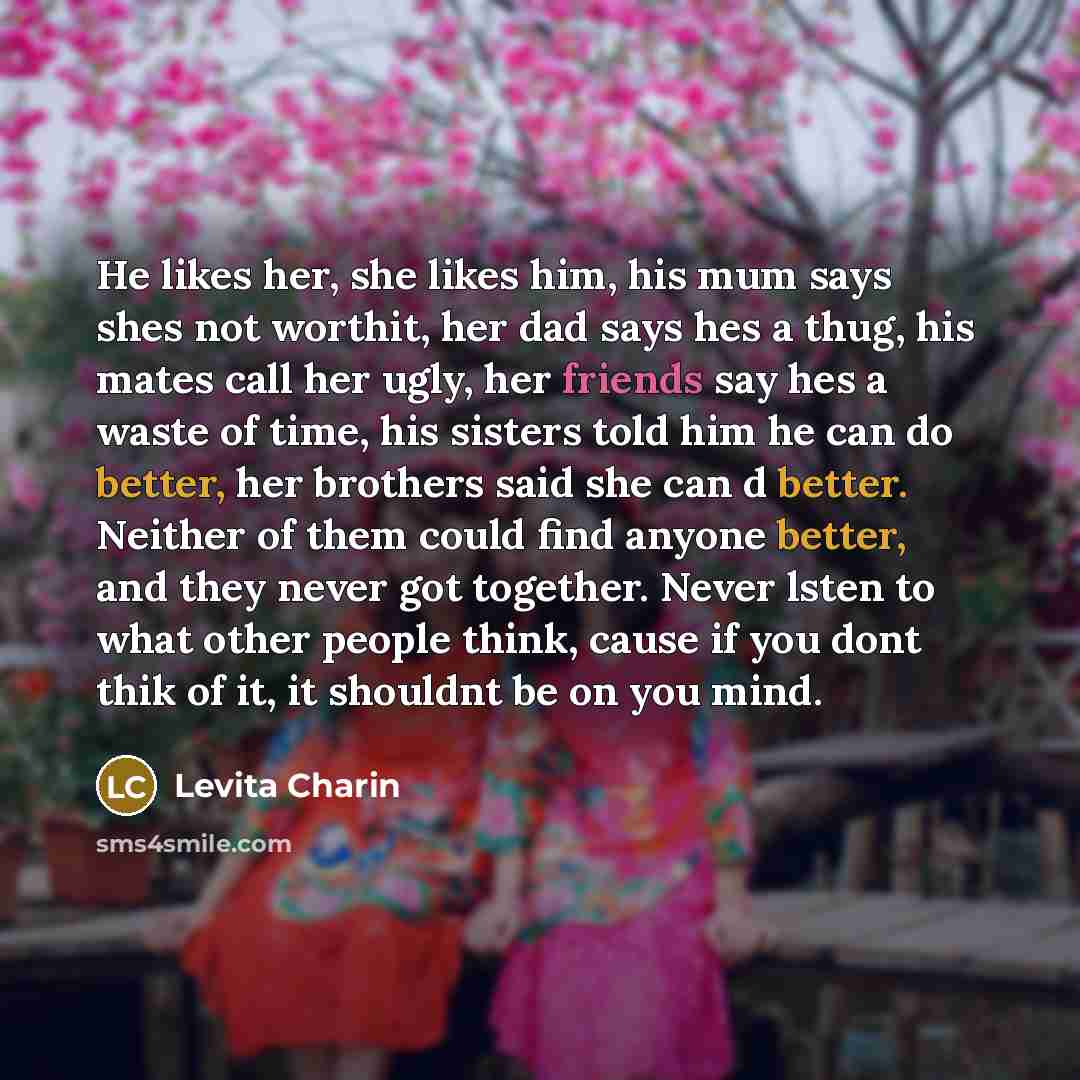 “He likes her, she likes him, his mum says shes…” quote by Levita Charin