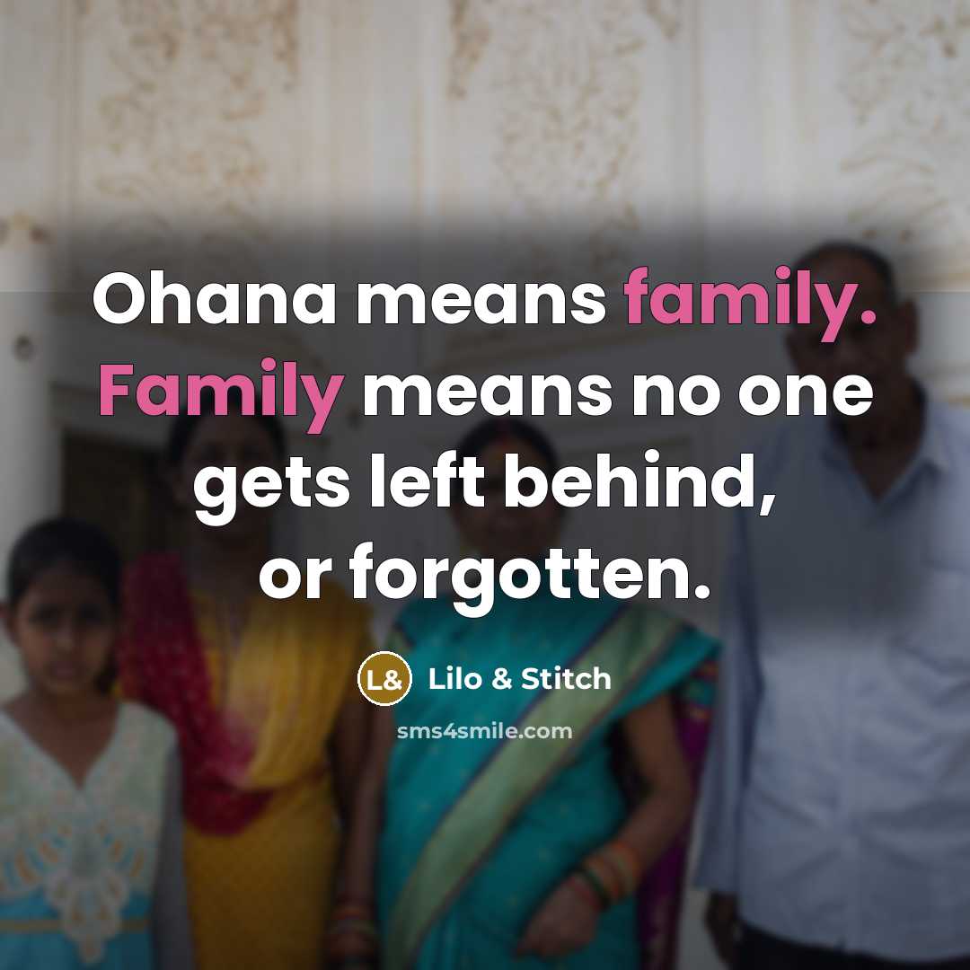 “Ohana means family. Family means no one gets left behind,…” quote by Lilo & Stitch