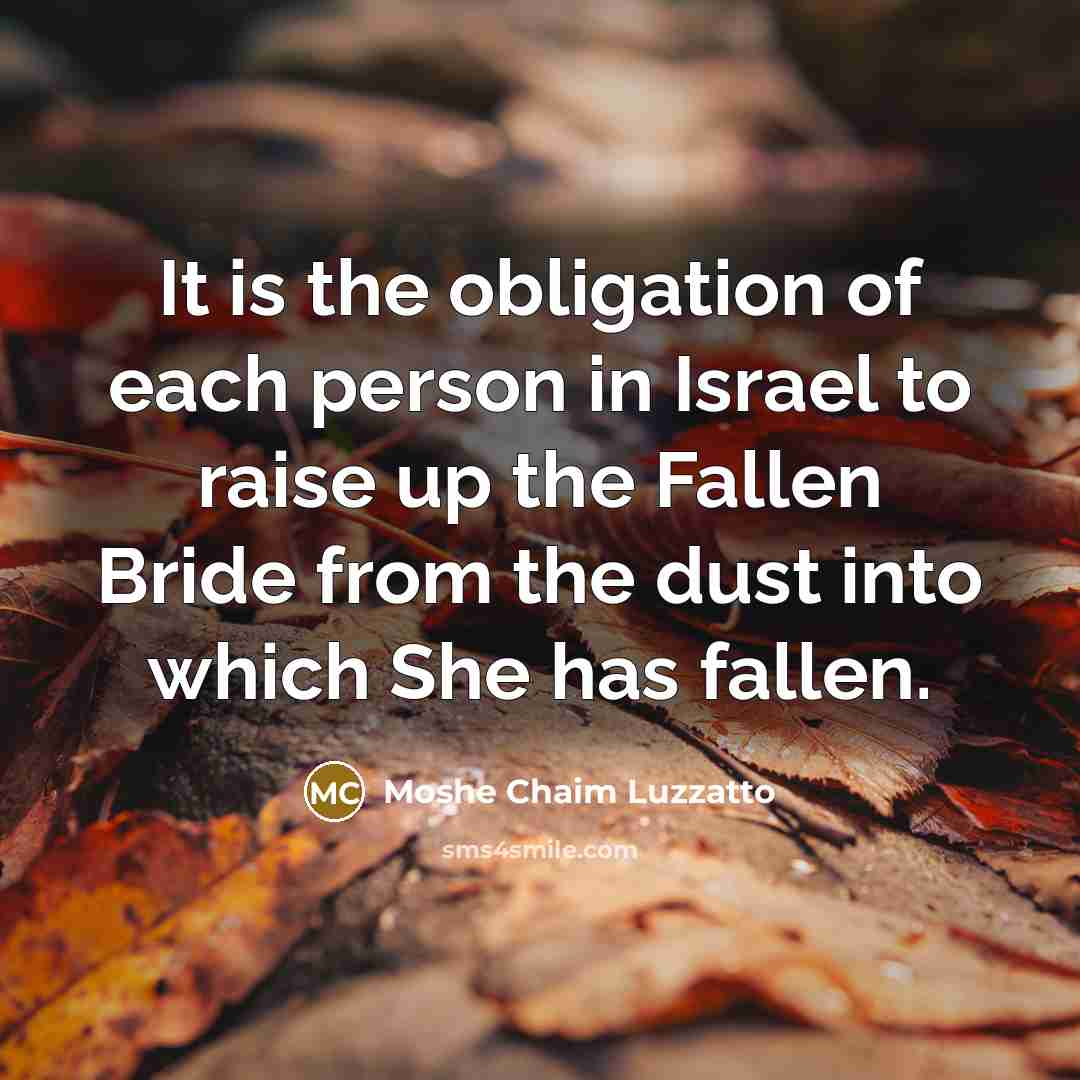 “It is the obligation of each person in Israel to…” quote by Moshe Chaim Luzzatto