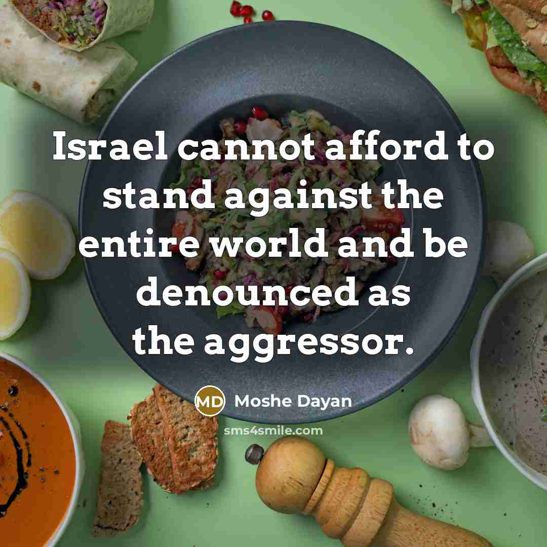 “Israel cannot afford to stand against the entire world and…” quote by Moshe Dayan
