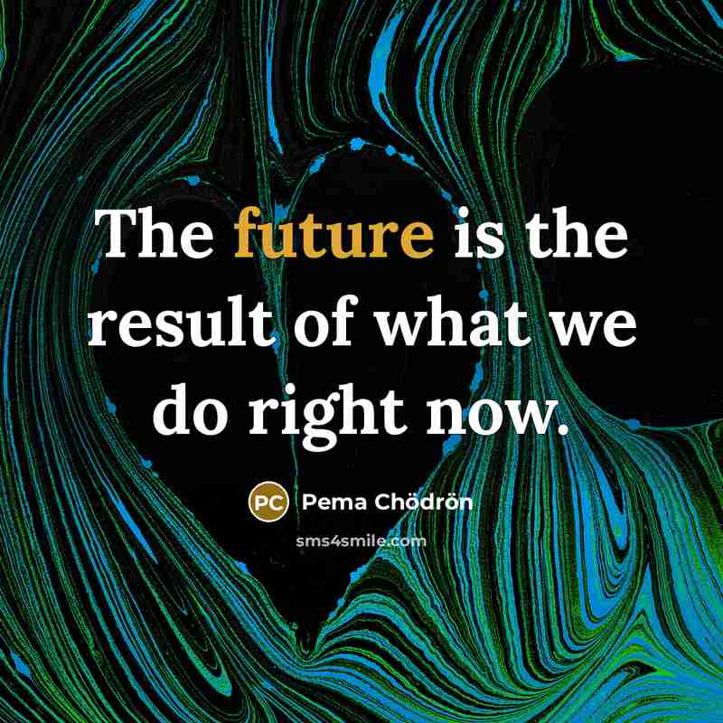 “The future is the result of what we do right…” quote by Pema Chodron