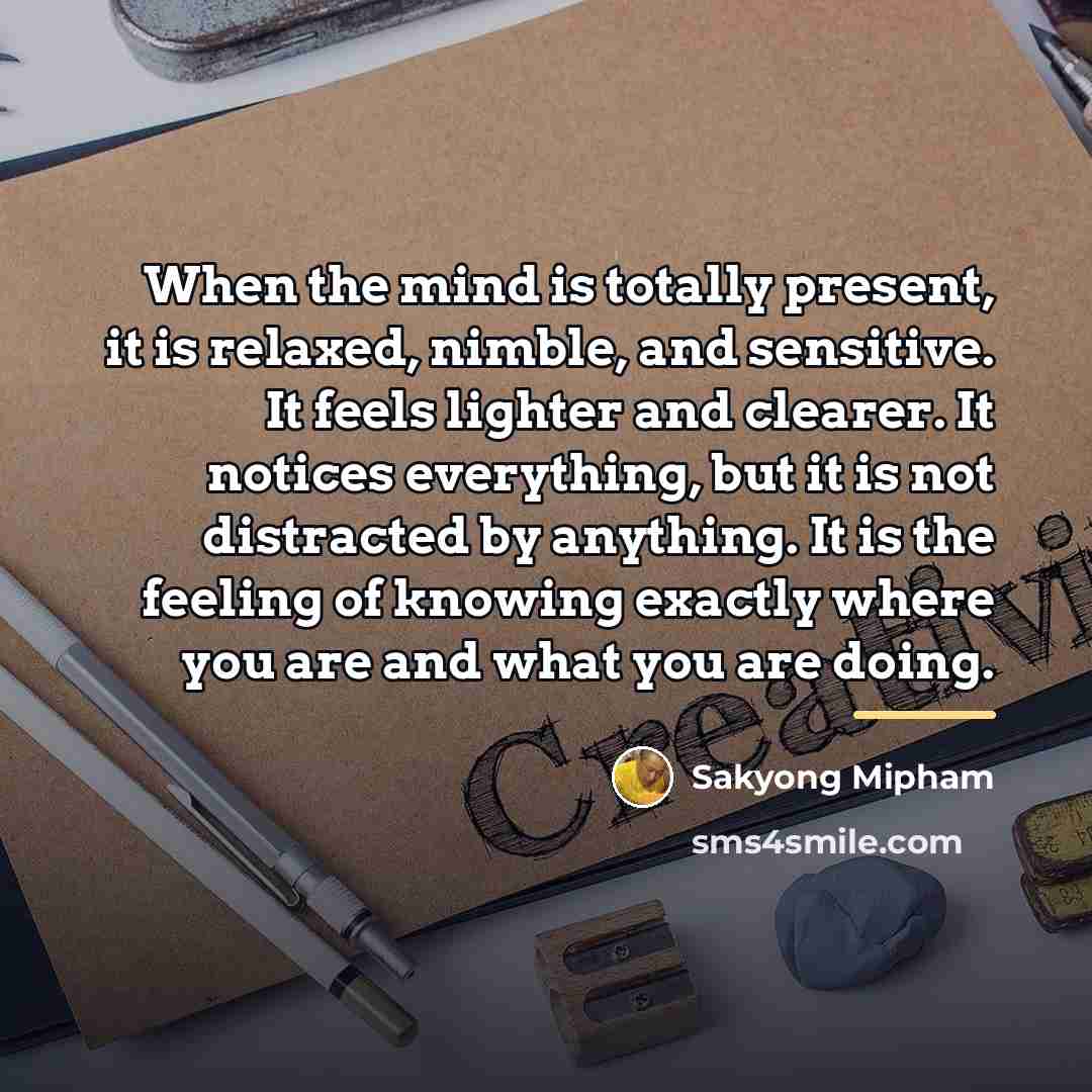 “When the mind is totally present, it is relaxed, nimble,…” quote by Sakyong Mipham