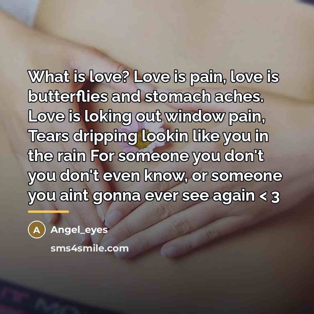 “What is love? Love is pain, love is butterflies and…” quote by Angel_eyes