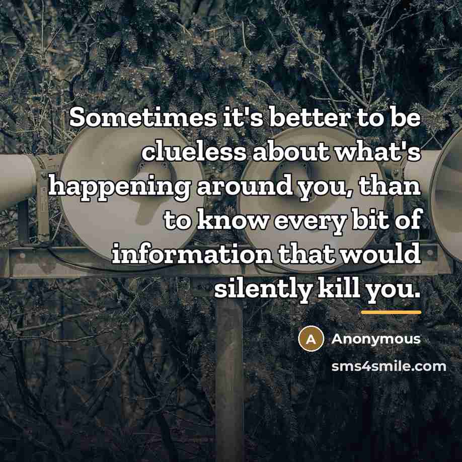 “Sometimes it's better to be clueless about what's happening around…” quote by Anonymous