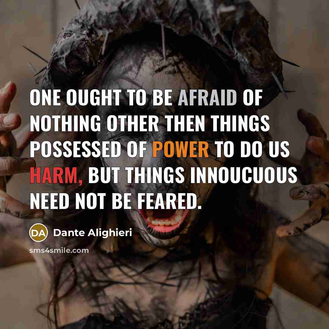 “One ought to be afraid of nothing other then things…” quote by Dante Alighieri