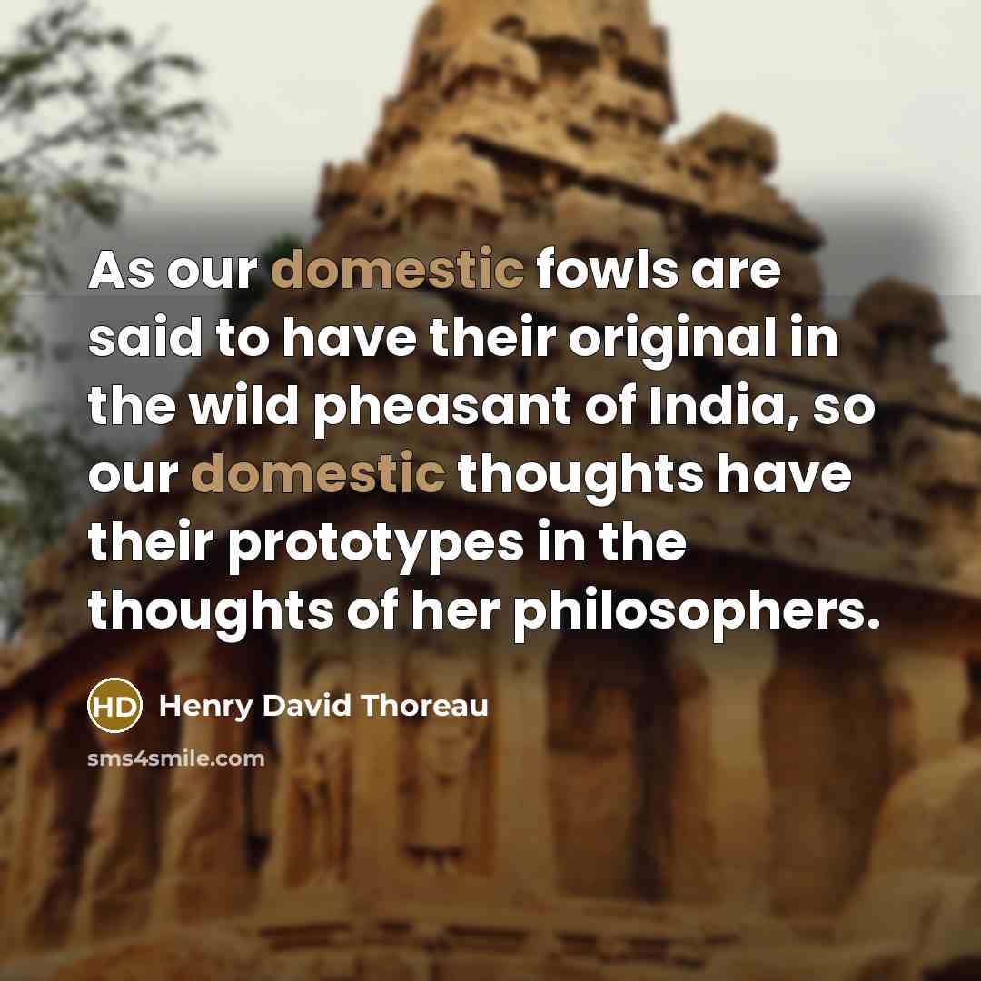 “As our domestic fowls are said to have their original…” quote by Henry David Thoreau