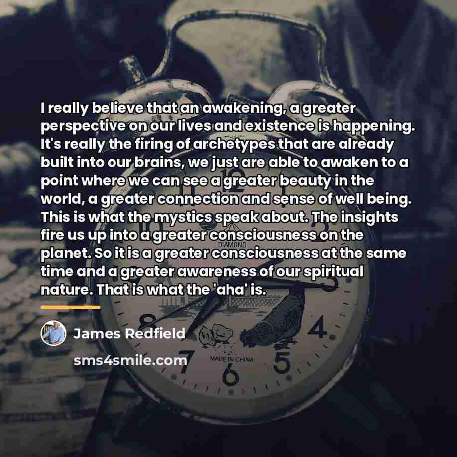 “I really believe that an awakening, a greater perspective on…” quote by James Redfield