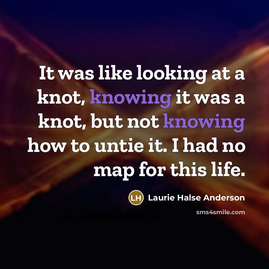 “It was like looking at a knot, knowing it was…” quote by Laurie Halse Anderson